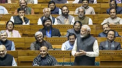 Prime Minister Narendra Modi replies to the 'Motion of Thanks' on the President's address in Lok Sabha during the Budget session of Parliament, in New Delhi, on Feb 5. (PTI) Prime Minister Narendra Modi replies to the 'Motion of Thanks' on the President's address in Lok Sabha during the Budget session of Parliament, in New Delhi, on Feb 5. (PTI)