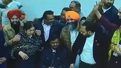 Chandigarh BJP MP Kirron Kher along with party councillors congratulating newly elected mayor Manoj Sonkar. (ANI)