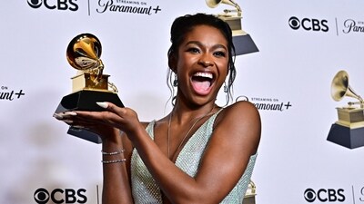 US singer Coco Jones poses in the press room with the Grammy for Best R&B Performance for ICU during the 66th Annual Grammy Awards at the Crypto.com Arena in Los Angeles. She also had nominations for Best New Artist, Best R&B Song, Best R&B Album, and Best Traditional R&B Performance. (AFP) US singer Coco Jones poses in the press room with the Grammy for Best R&B Performance for ICU during the 66th Annual Grammy Awards at the Crypto.com Arena in Los Angeles. She also had nominations for Best New Artist, Best R&B Song, Best R&B Album, and Best Traditional R&B Performance. (AFP)
