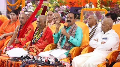 Members of TTD during the three-day convention at Tirumala on Monday. (HT Photo)