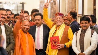 Uttar Pradesh Chief Minister Yogi Adityanath with state Finance Minister Suresh Kumar Khanna (PTI) Uttar Pradesh Chief Minister Yogi Adityanath with state Finance Minister Suresh Kumar Khanna (PTI)