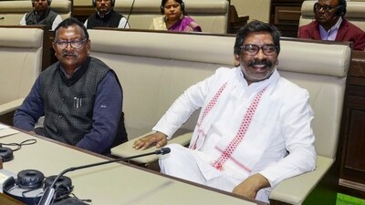 Ranchi: Former Jharkhand chief minister and JMM leader Hemant Soren attends the trust vote of the Champai Soren-led government,. (PTI) Ranchi: Former Jharkhand chief minister and JMM leader Hemant Soren attends the trust vote of the Champai Soren-led government,. (PTI)