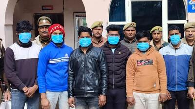The six men in police custody on Monday. (HT Photo) The six men in police custody on Monday. (HT Photo)