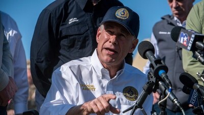 Texas Governor Greg Abbott holds a press conference at Shelby Park in Eagle Pass, Texas, on February 4, 2024. (AFP) Texas Governor Greg Abbott holds a press conference at Shelby Park in Eagle Pass, Texas, on February 4, 2024. (AFP)