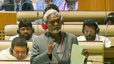 Jharkhand Chief Minister Champai Soren addresses during a special session of the State assembly convened to seek trust vote of his government, in Ranchi, Monday (PTI) Jharkhand Chief Minister Champai Soren addresses during a special session of the State assembly convened to seek trust vote of his government, in Ranchi, Monday (PTI)
