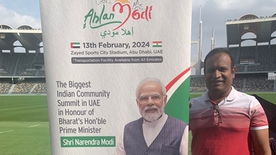 Ahead of Prime Minister Narendra Modi's visit to the UAE, preparations for the Indian community event titled 'Ahlan Modi', whose title roughly translates to 'Hello Modi', are in full swing. (X/@AhlanModi2024) Ahead of Prime Minister Narendra Modi's visit to the UAE, preparations for the Indian community event titled 'Ahlan Modi', whose title roughly translates to 'Hello Modi', are in full swing. (X/@AhlanModi2024)