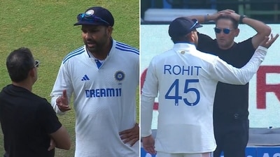 This was Rohit Sharma and Ajit Agarkar right after the match (Screengrab) This was Rohit Sharma and Ajit Agarkar right after the match (Screengrab)