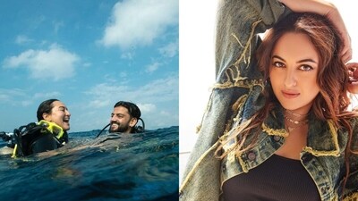 Actor Sonakshi Sinha went open water diving with rumoured boyfriend, actor Zaheer Iqbal. Actor Sonakshi Sinha went open water diving with rumoured boyfriend, actor Zaheer Iqbal.