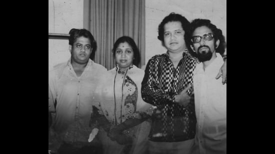 Asha Bhosle with Laxmikant, Pyarelal and others - HT Photo.