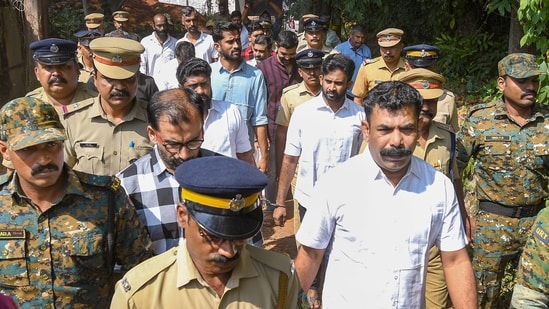 Alappuzha: Police escort 15 members of the Popular Front of India (PFI) after they were awarded death sentence by a Sessions Court in the 2021 murder case of Bharatiya Janata Party (BJP)�s OBC leader Ranjith Sreenivasan, in Alappuzha, Tuesday, Jan. 30, 2024. (PTI Photo) (PTI01_30_2024_000205B) (PTI)