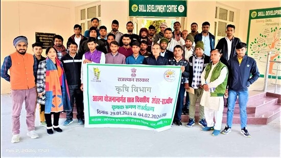Rajasthan farmers during a training held at PAU in Ludhiana on Monday. (HT)