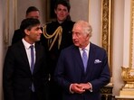 Britain's King Charles arrives with Britain's Prime Minister Rishi Sunak (File)
