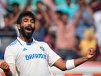 India's bowler Jasprit Bumrah celebrates the wicket of England's batter Ben Foakes 