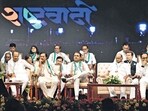 Sharad Pawar, Supriya Sule and Ajit Pawar shared a dias in Mumbai on June 21, 2023. (HT FILE)
