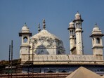 The Gyanvapi Mosque complex as seen from the Kashi Vishwanath Temple. (PTI)