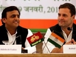Samajwadi Party president Akhilesh Yadav  and Congress party leader Rahul Gandhi