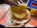 Snapshot of butter pav stuffed with kulfi. Snapshot of butter pav stuffed with kulfi.
