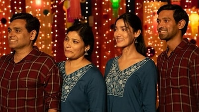 The image shows IPS Manoj Sharma and IRS Shraddha Joshi on the left and actors Medha Shankar and Vikrant Massey on the right. (X/@zeestudiosofficial) The image shows IPS Manoj Sharma and IRS Shraddha Joshi on the left and actors Medha Shankar and Vikrant Massey on the right. (X/@zeestudiosofficial)