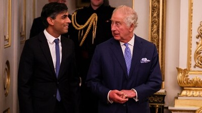 Britain's King Charles arrives with Britain's Prime Minister Rishi Sunak (File) (via REUTERS)