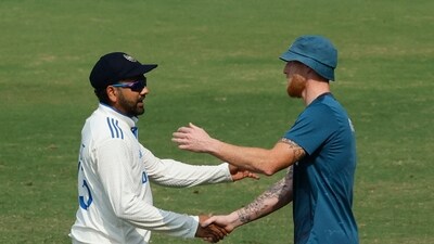 India's Rohit Sharma shakes hands with England's Ben Stokes (REUTERS)