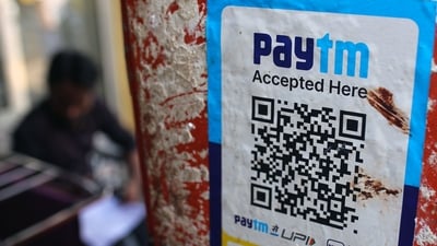 Paytm UPI services: A QR code for the Paytm digital payment system at a store in Mumbai. (Bloomberg) Paytm UPI services: A QR code for the Paytm digital payment system at a store in Mumbai. (Bloomberg)