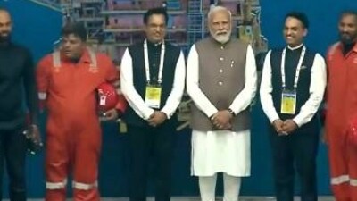 Prime Minister Narendra Modi inaugurated ONGC's sea survival centre in Goa on Tuesday. (ANI)