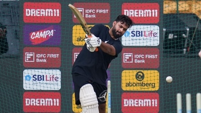 Rishabh Pant bats at the net practice as part of his rehabilitation programme before team India's practice session for the third T20 cricket match between India and Afghanistan (PTI) Rishabh Pant bats at the net practice as part of his rehabilitation programme before team India's practice session for the third T20 cricket match between India and Afghanistan (PTI)