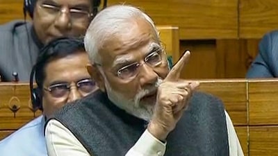 Prime Minister Narendra Modi replies to the 'Motion of Thanks' on the President's address in Lok Sabha during the Budget session of Parliament (PTI) Prime Minister Narendra Modi replies to the 'Motion of Thanks' on the President's address in Lok Sabha during the Budget session of Parliament (PTI)