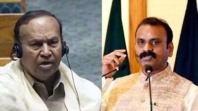 DMK MP TR Baalu (left) and Union minister L Murugan DMK MP TR Baalu (left) and Union minister L Murugan