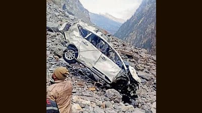 The tourist had gone missing after a car fell into Sutlej river in Kinnaur on Sunday. The driver was killed. (HT Photo) The tourist had gone missing after a car fell into Sutlej river in Kinnaur on Sunday. The driver was killed. (HT Photo)