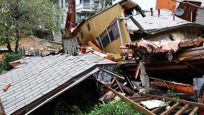 Nearly all of Southern California, including the Los Angeles area, was under flash flood advisories and watches. (Getty Images via AFP) Nearly all of Southern California, including the Los Angeles area, was under flash flood advisories and watches. (Getty Images via AFP)