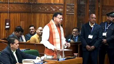 Uttarakhand CM Pushkar Singh Dhami tables the Uniform Civil Code Bill in state assembly, in Dehradun (ANI)