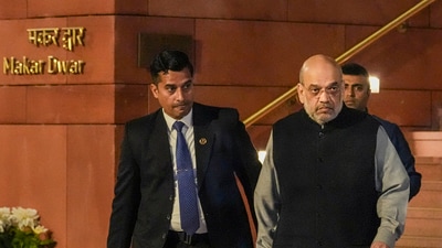 New Delhi: Union Home Minister Amit Shah at the Parliament House complex during the Budget session, in New Delhi, Monday, Feb. 5, 2024. (PTI Photo/Kamal Kishore)(PTI02_05_2024_000410A) *** Local Caption *** (PTI)