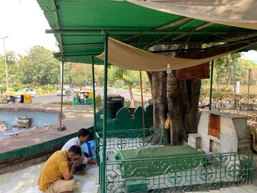 Like many other mandirs and dargahs spread along the city lanes, the disarming beauty of this grave, lying in a corner under a lush peepal tree, conveyed a simple sacredness that pulled people from across faiths. (Mayank Austen Soofi)