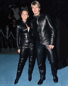 David Beckham and Victoria Beckham in head-to-toe black leather attires at a Versace party in 1999 (Photo: Instagram) David Beckham and Victoria Beckham in head-to-toe black leather attires at a Versace party in 1999 (Photo: Instagram)