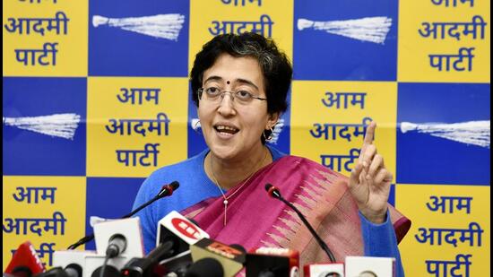 AAP leader Atishi addressing a press conference on the ED probe. (ANI)