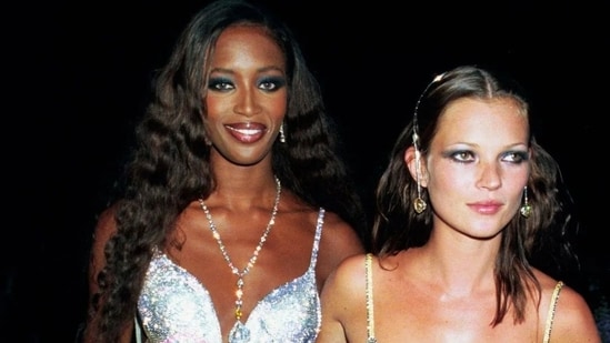 Models Naomi Campbell and Kate Moss in Versace chainmail slip dresses at the Diamonds Are Forever charity gala in 1999 (Photo: Instagram)