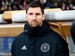 Inter Miami's Lionel Messi on the substitutes bench before the match 