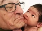 Robert De Niro's first picture with his new daughter Gia Robert De Niro's first picture with his new daughter Gia