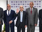 File: Reserve Bank of India (RBI) Governor Shaktikanta Das with Deputy Governors Michael Debabrata Patra, M. Rajeshwar Rao, Swaminathan Janakiraman and T Rabi Shankar arrives to address a press conference on monetary policy statement, at the RBI headquarters in Mumbai, Friday, Dec. 8, 2023. 