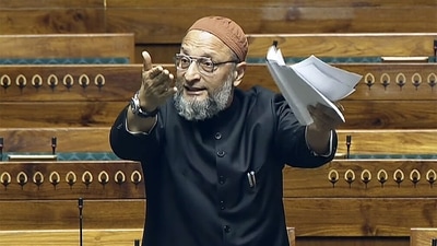 All India Majlis-e-Ittehadul Muslimeen (AIMIM) MP Asaduddin Owaisi speaks in the Lok Sabha during the Interim Budget Session of Parliament, in New Delhi on Friday. (ANI Photo/Sansad TV) All India Majlis-e-Ittehadul Muslimeen (AIMIM) MP Asaduddin Owaisi speaks in the Lok Sabha during the Interim Budget Session of Parliament, in New Delhi on Friday. (ANI Photo/Sansad TV)