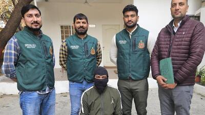 Gangster Sahil Kumar was arrested on February 5 in Naryana (HT Photo) Gangster Sahil Kumar was arrested on February 5 in Naryana (HT Photo)