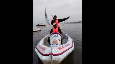 Motorboats will be active in the waters as Police Response Vehicles. (HT Photo) Motorboats will be active in the waters as Police Response Vehicles. (HT Photo)