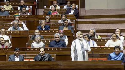 Prime Minister Narendra Modi in Rajya Sabha on Wednesday. (ANI) Prime Minister Narendra Modi in Rajya Sabha on Wednesday. (ANI)