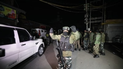 The incident took place in Srinagar's Shaheed Gunj area, which has been cordoned off by security forces. (Waseem Andrabi /Hindustan Times) The incident took place in Srinagar's Shaheed Gunj area, which has been cordoned off by security forces. (Waseem Andrabi /Hindustan Times)