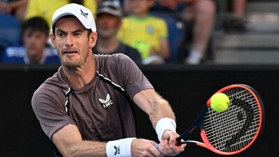 Andy Murray in action during his first round match against Argentina's Tomas Martin Etcheverry (REUTERS)