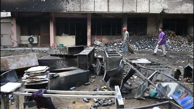 The office of the drug controller located in the dispensary at Gurugram’s Sector 45 after the fire. (Parveen Kumar/HT Photo)