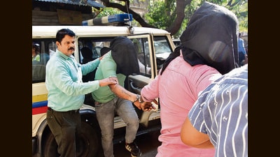 The trio travelled in the fishing trawler from Kuwait via Saudi Arabia, Qatar, Muscat, Oman and Pakistani territorial waters for nearly 10 days. The court has remanded them to three days police custody. (Bhushan Koyande/ HT Photo) The trio travelled in the fishing trawler from Kuwait via Saudi Arabia, Qatar, Muscat, Oman and Pakistani territorial waters for nearly 10 days. The court has remanded them to three days police custody. (Bhushan Koyande/ HT Photo)