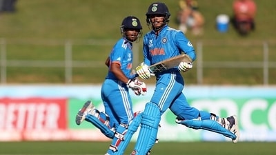 But then came the partnership that turned things around as Uday Saharan and Sachin Dhas stitched a memorable stand of 171 to turn the momentum towards India (Getty) But then came the partnership that turned things around as Uday Saharan and Sachin Dhas stitched a memorable stand of 171 to turn the momentum towards India (Getty)