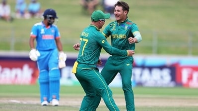 Tristan Luus' opening spell spelled doom for India as he took 3/37 to rock the top order (Getty) Tristan Luus' opening spell spelled doom for India as he took 3/37 to rock the top order (Getty)